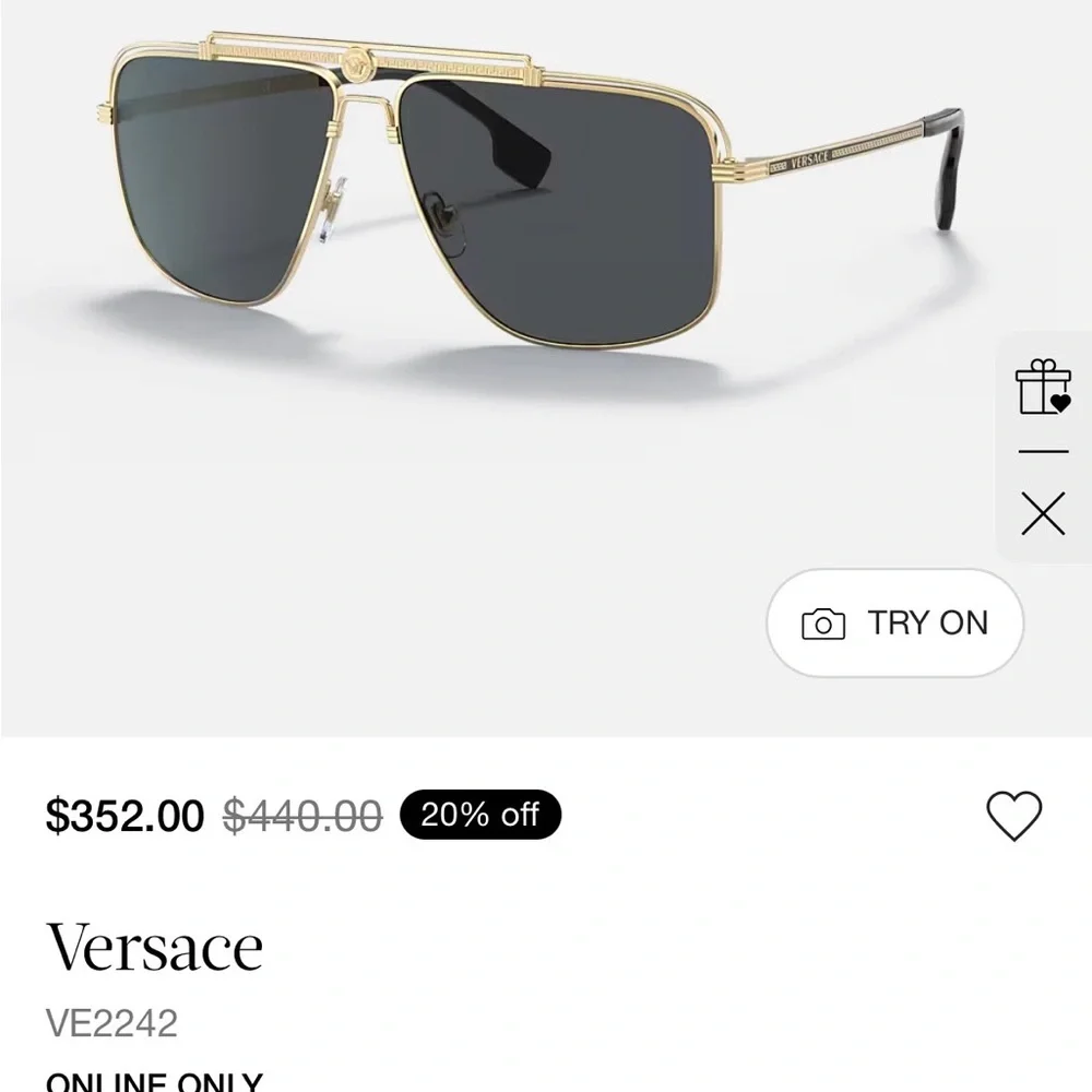 NEW Versace Men’s Sunglasses VE2242 Gold and Grey NWT - Picture 2 of 4